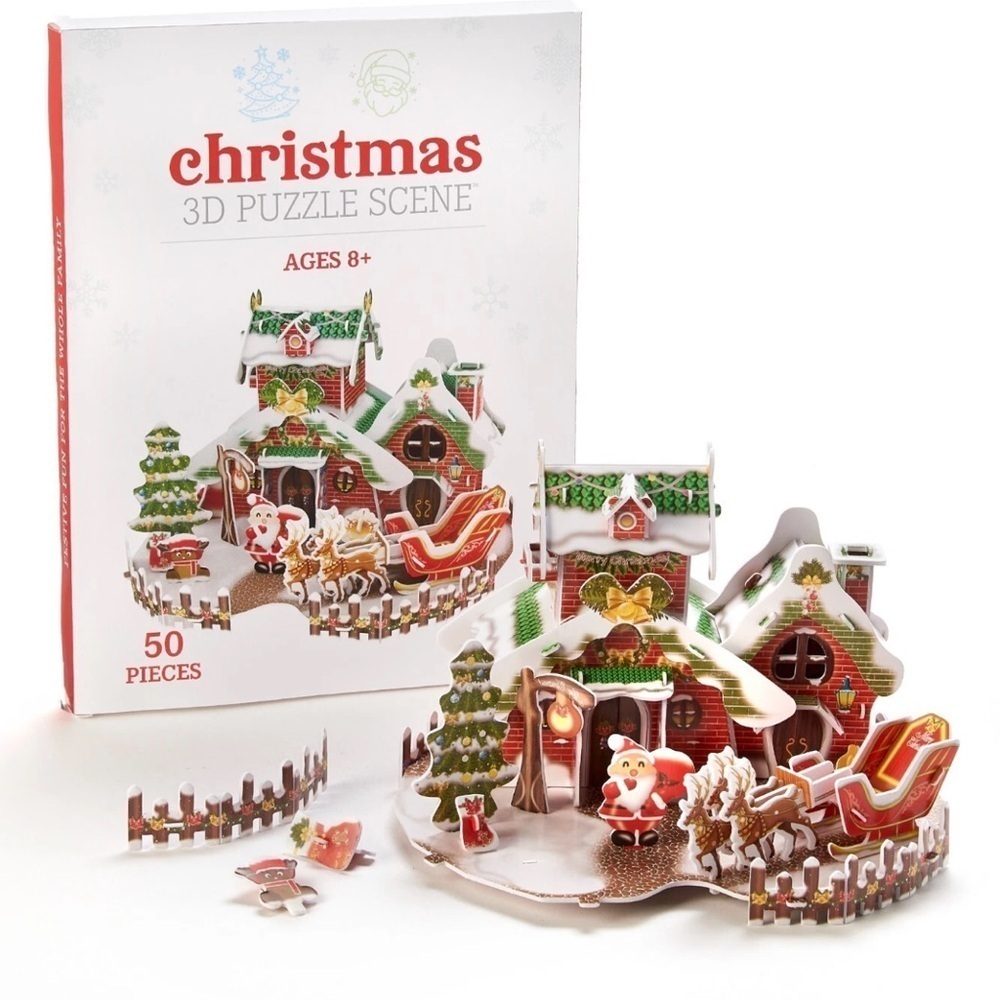 3D Christmas Puzzle scene 50 pieces -doll house hut building